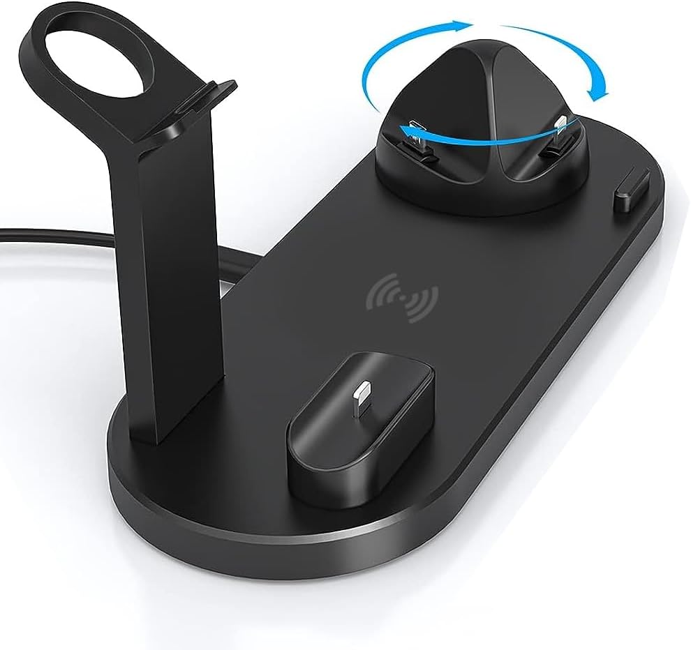 Chargeur sans fil 4-en-1, Station de charge sans fil rapide - iPhone, Apple Watch, AirPods