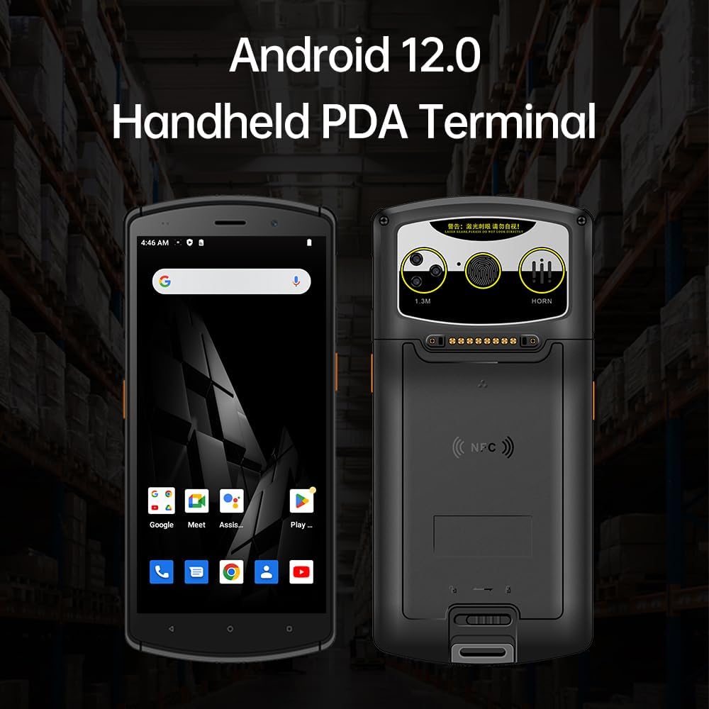 Terminal PDA Scanner codes-barres Android 12.0 portable 1D/2D/QR Fonction 4G/WiFi/BT/NFC, Empreinte digitale, écran tactile 5,7 pouces