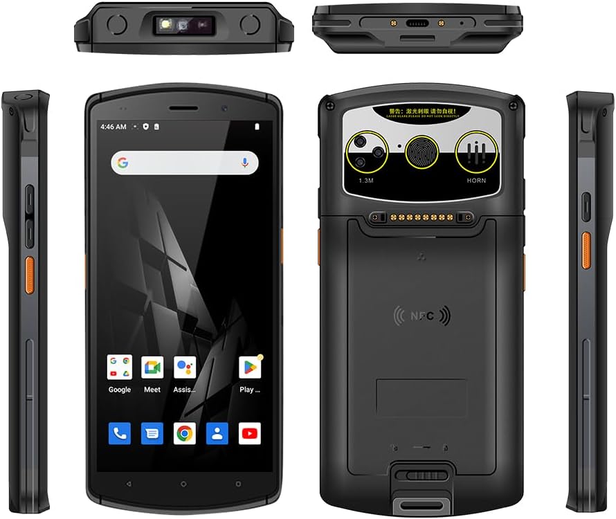 Terminal PDA Scanner codes-barres Android 12.0 portable 1D/2D/QR Fonction 4G/WiFi/BT/NFC, Empreinte digitale, écran tactile 5,7 pouces