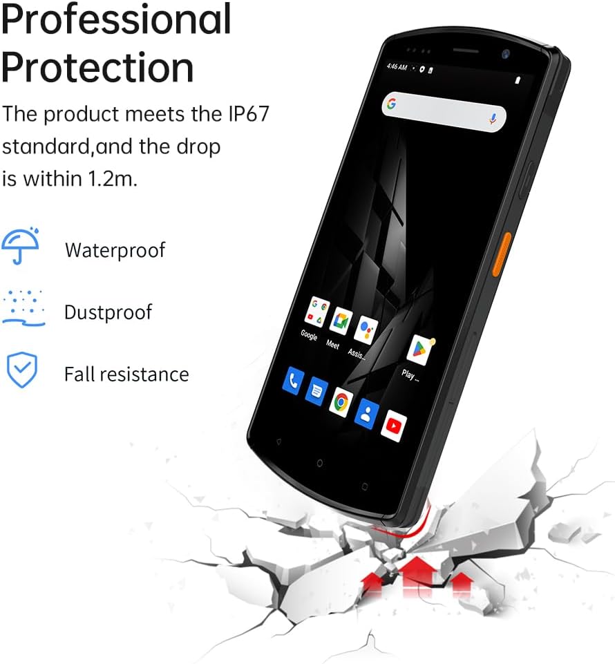 Terminal PDA Scanner codes-barres Android 12.0 portable 1D/2D/QR Fonction 4G/WiFi/BT/NFC, Empreinte digitale, écran tactile 5,7 pouces