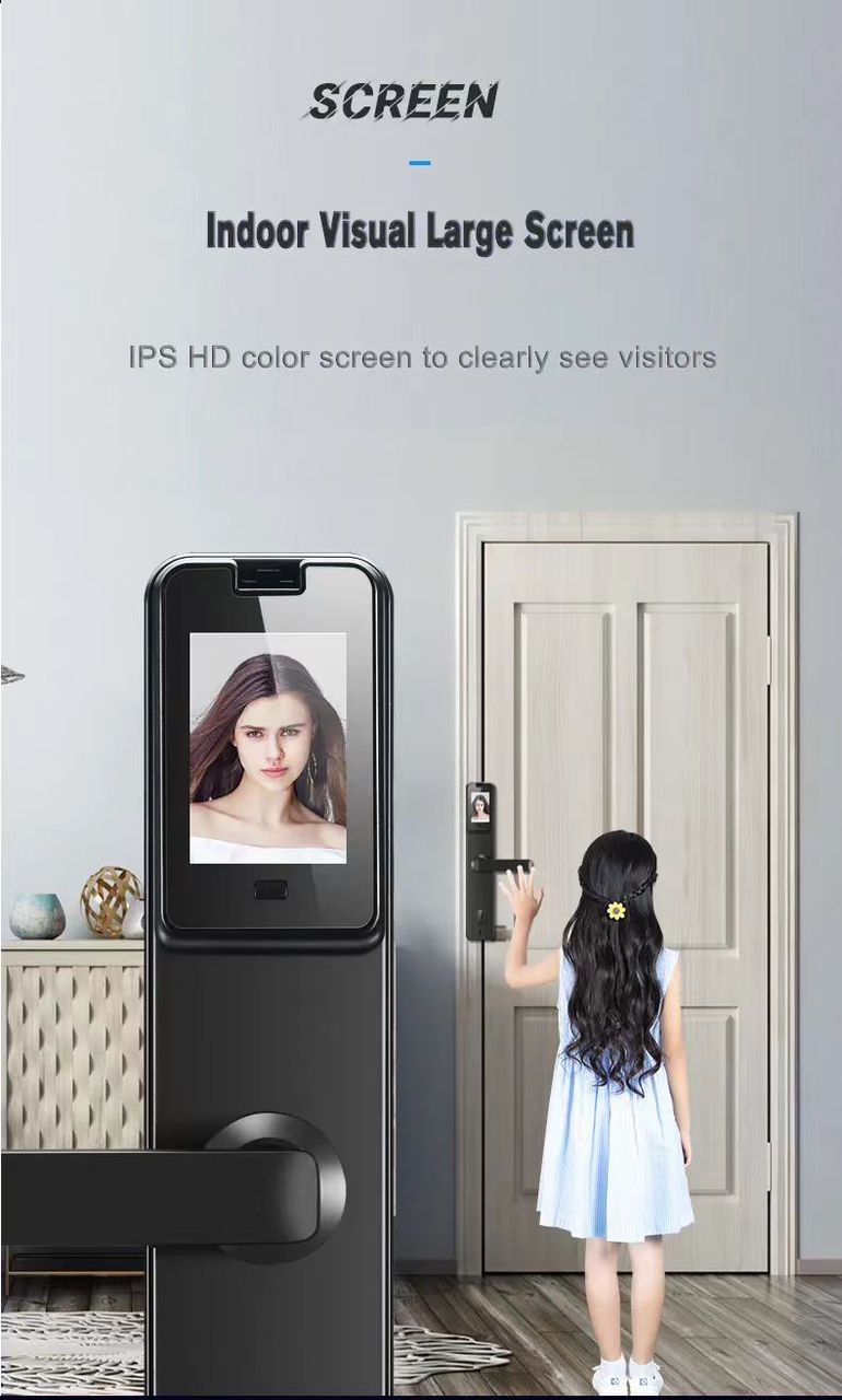 Serrure de porte intelligente Bluetooth avec caméra et poignée mot de passe par empreinte digitale