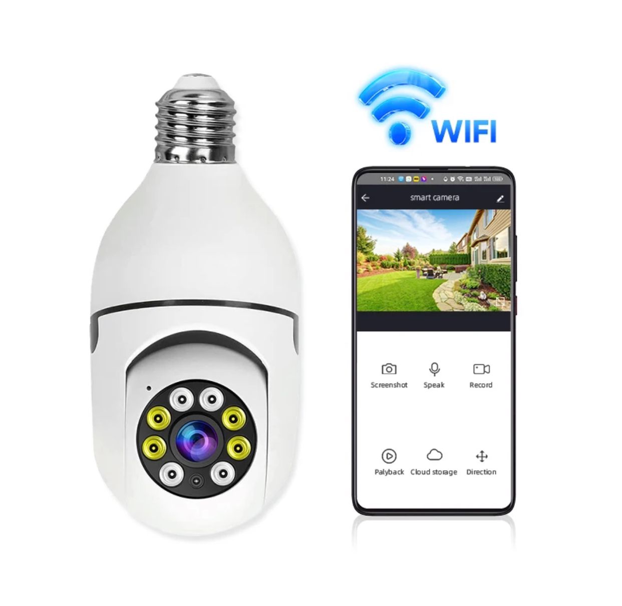 Caméra Ampoule Intelligente 360° WiFi - E27, 1080p