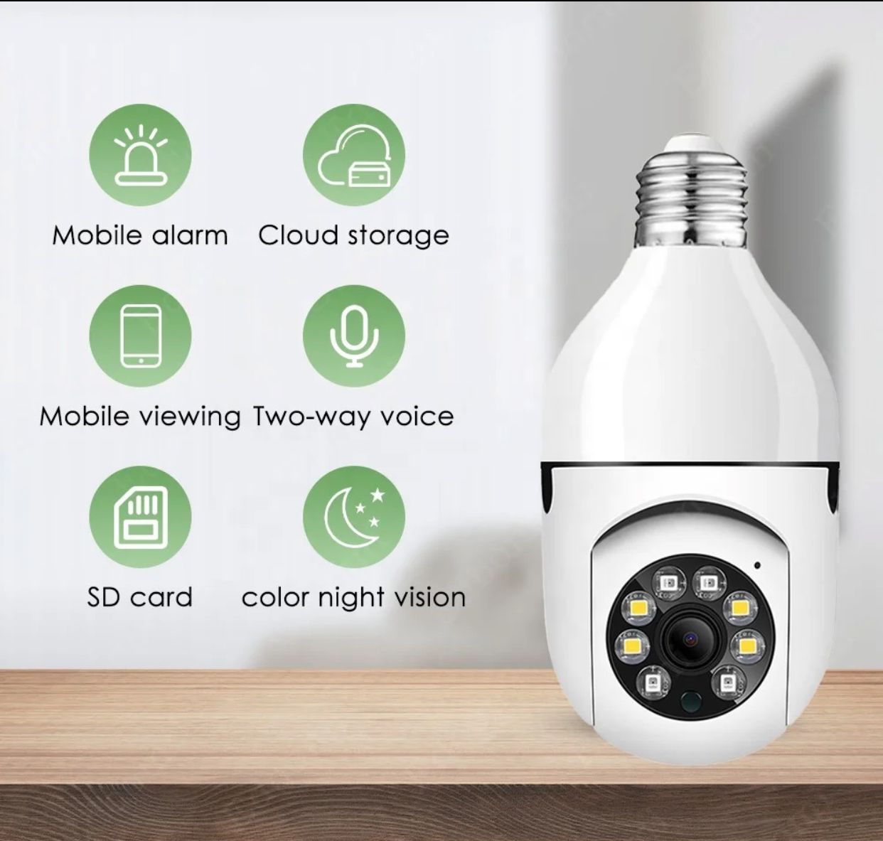Caméra Ampoule Intelligente 360° WiFi - E27, 1080p
