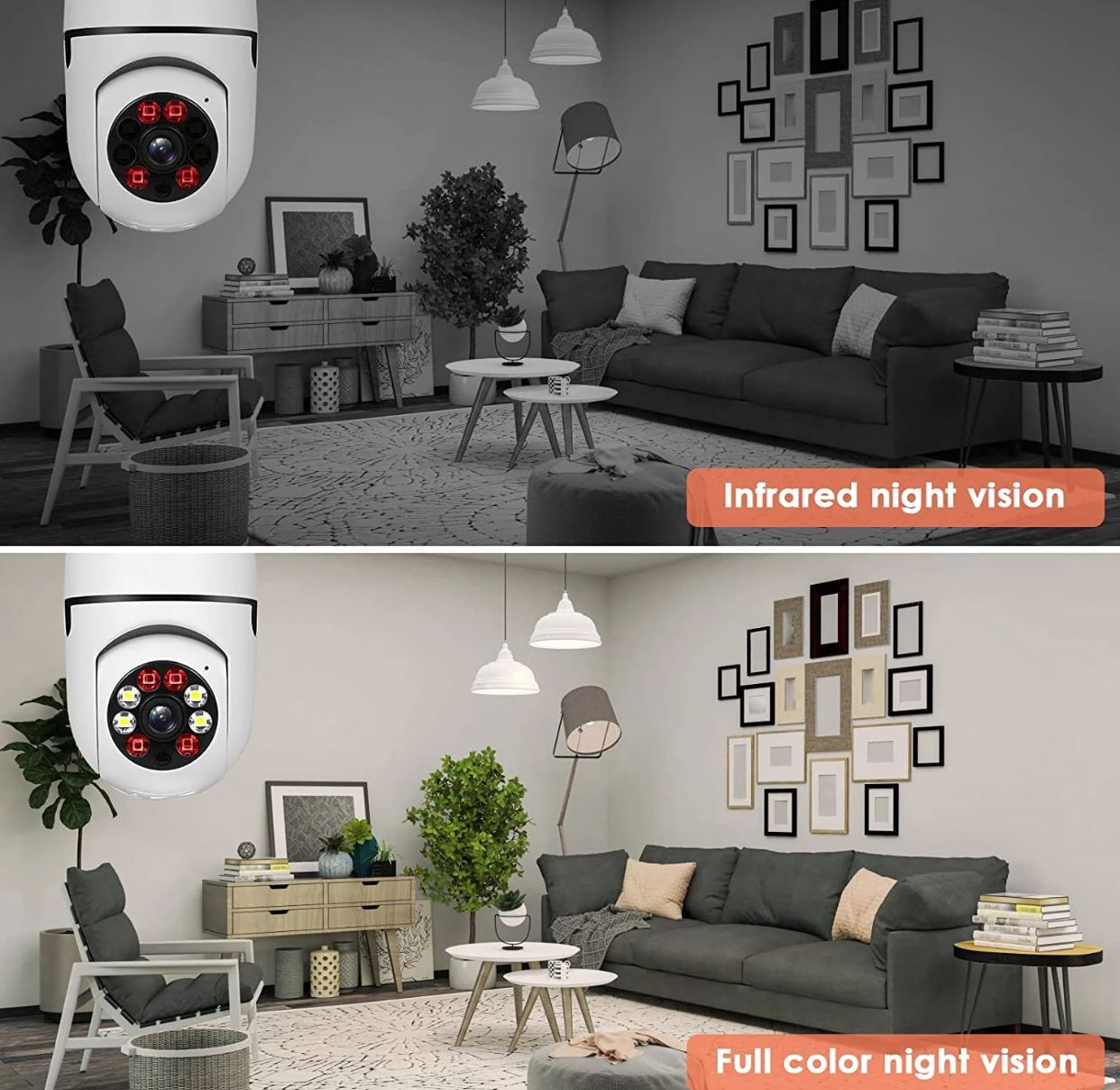Caméra Ampoule Intelligente 360° WiFi - E27, 1080p