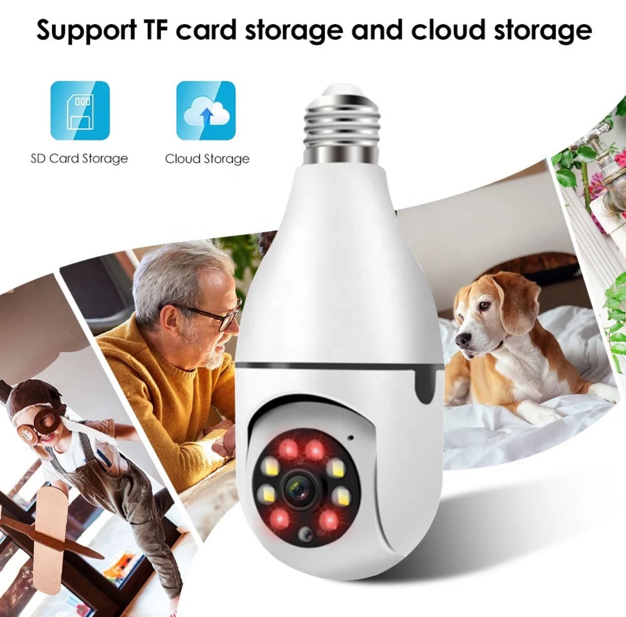 Caméra Ampoule Intelligente 360° WiFi - E27, 1080p