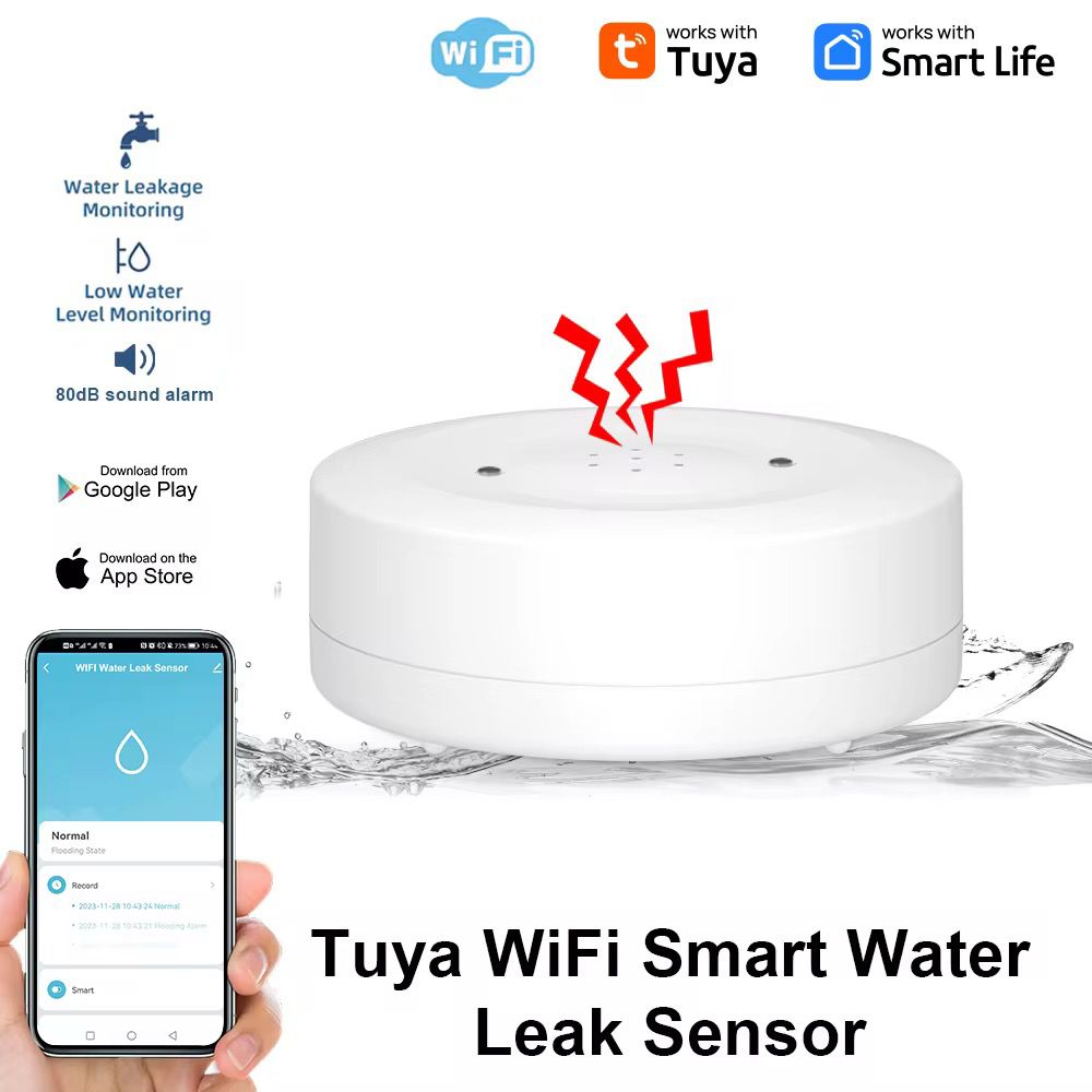 Détecteur de Fuite d'Eau WiFi Tuya - Alarme 80dB