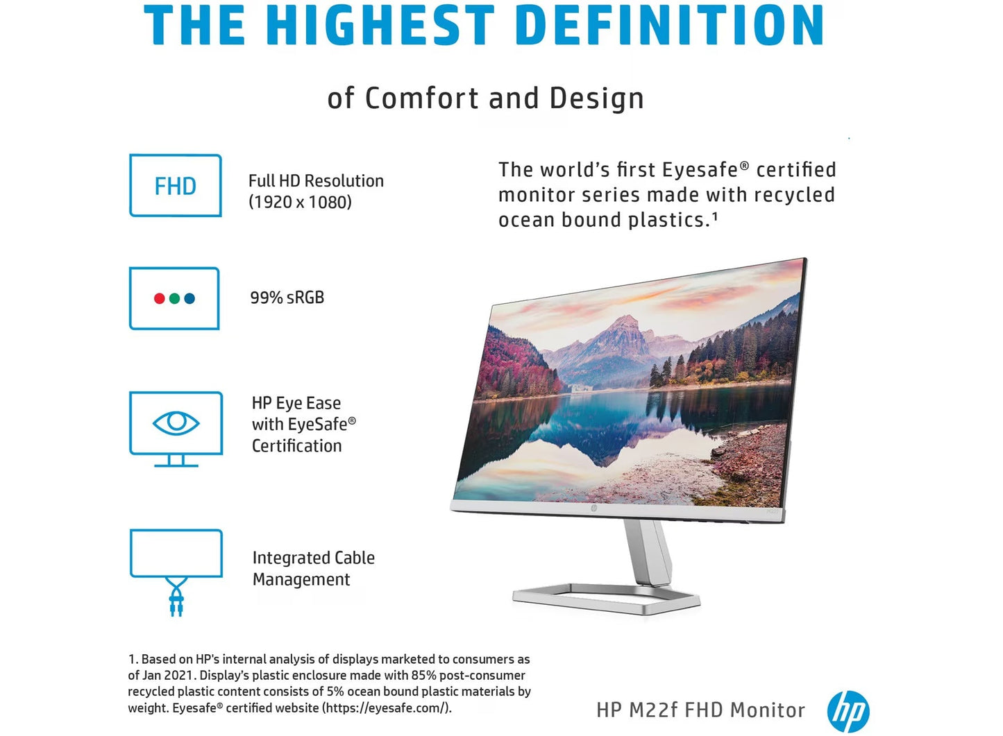 Écran moniteur HP m22f 21.5" Full HD - Confort & Style
