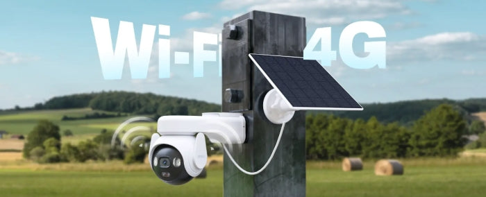 Camera surveillance Wifi et 4G - 5MP - Externe - 360° - Avec panneau solaire