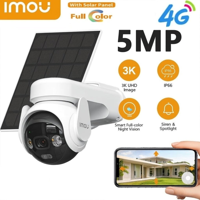 Camera surveillance Wifi et 4G - 5MP - Externe - 360° - Avec panneau solaire