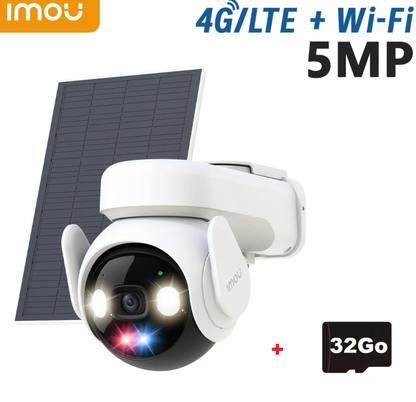 Camera surveillance Wifi et 4G - 5MP - Externe - 360° - Avec panneau solaire