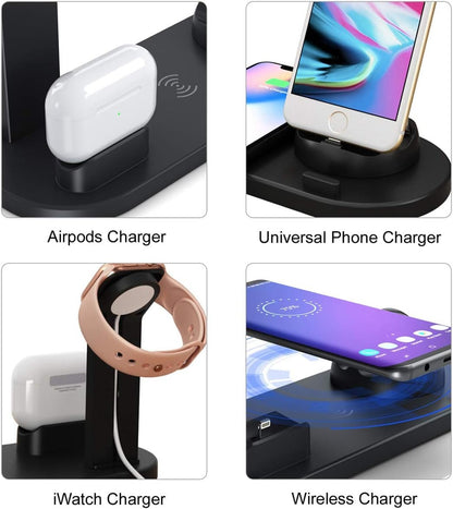 Chargeur sans fil 4-en-1, Station de charge sans fil rapide - iPhone, Apple Watch, AirPods
