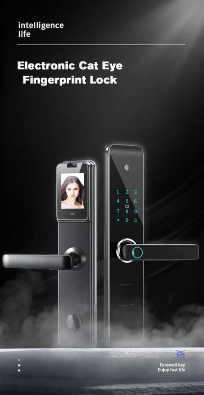 Serrure de porte intelligente Bluetooth avec caméra et poignée mot de passe par empreinte digitale
