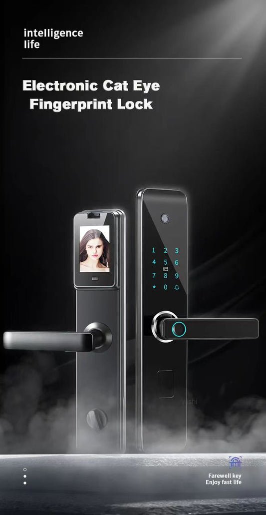 Serrure de porte intelligente Bluetooth avec caméra et poignée mot de passe par empreinte digitale