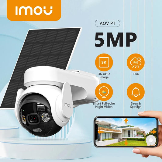 Camera surveillance Wifi et 4G - 5MP - Externe - 360° - Avec panneau solaire