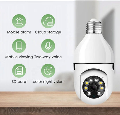 Caméra Ampoule Intelligente 360° WiFi - E27, 1080p