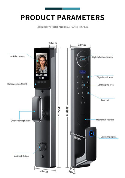 Serrure Intelligente Wishome - Ouverture par empreinte digitale, code, carte et application mobile
