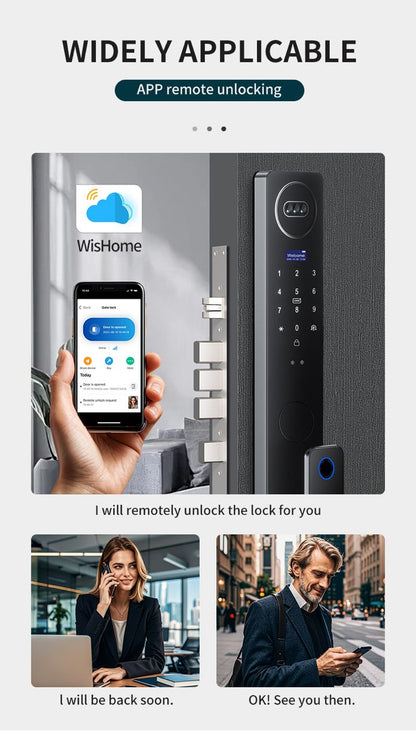 Serrure Intelligente Wishome - Ouverture par empreinte digitale, code, carte et application mobile