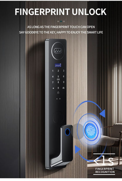 Serrure Intelligente Wishome - Ouverture par empreinte digitale, code, carte et application mobile