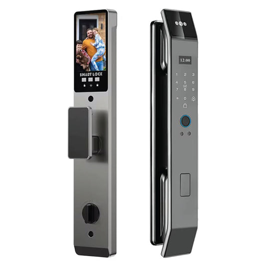 Serrure de porte intelligente, interphone vidéo avec reconnaissance faciale et empreinte digitale, serrure électronique pour maison connectée Tuya Wi-Fi
