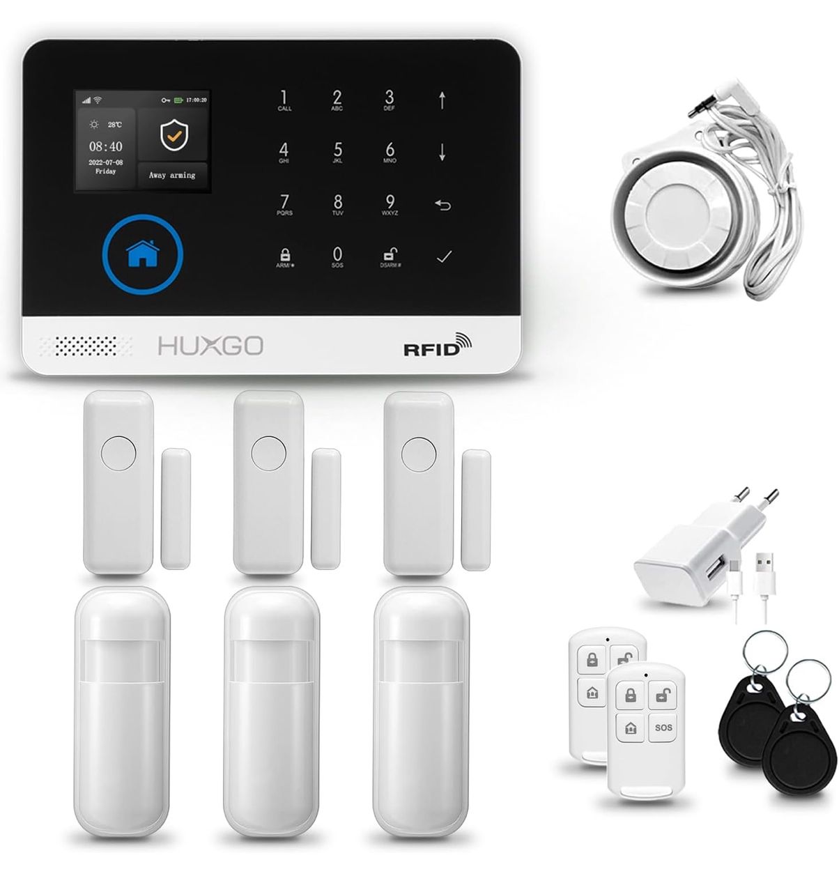 Kit d'Alarme Complet Antivol PGST avec WiFi, GSM et SMS