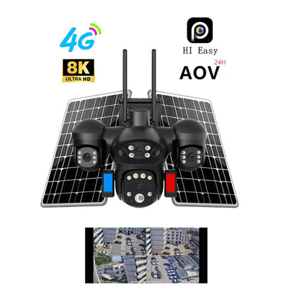 Caméra de surveillance 4G à quatre objectifs avec panneau solaire S7