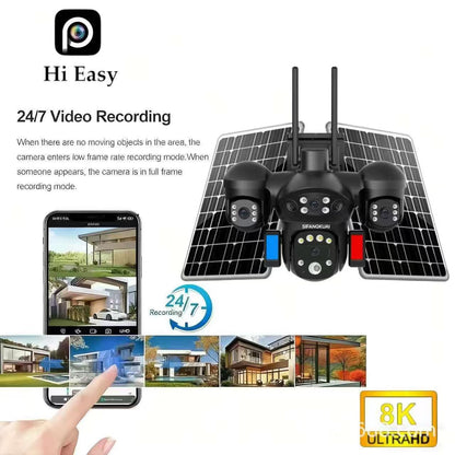 Caméra de surveillance 4G à quatre objectifs avec panneau solaire S7