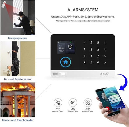 Kit d'Alarme Complet Antivol PGST avec WiFi, GSM et SMS