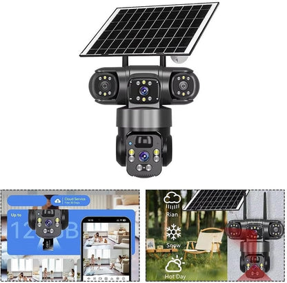 Caméra Sécurité Solaire 4K PTZ Double Objectif