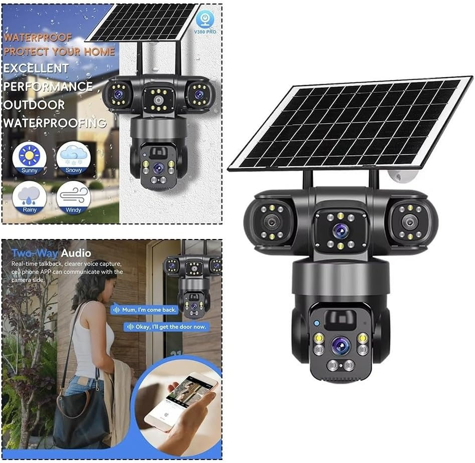 Caméra Sécurité Solaire 4K PTZ Double Objectif