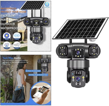 Caméra Sécurité Solaire 4K PTZ Double Objectif