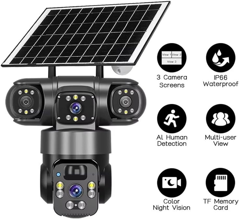 Caméra Sécurité Solaire 4K PTZ Double Objectif