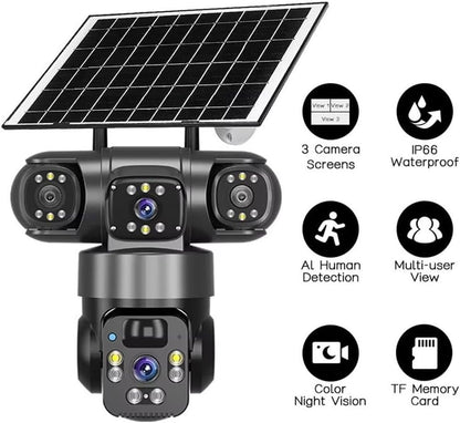 Caméra Sécurité Solaire 4K PTZ Double Objectif