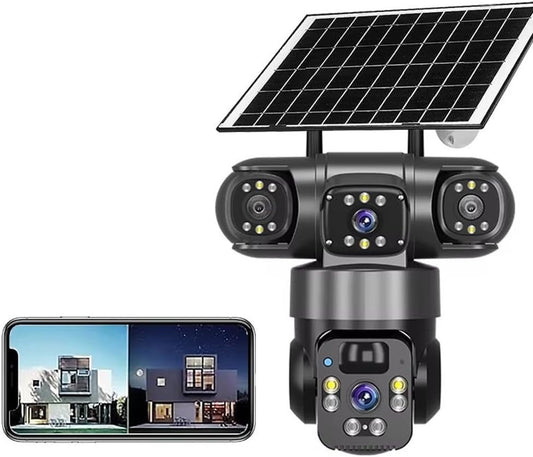 Caméra Sécurité Solaire 4K PTZ Double Objectif