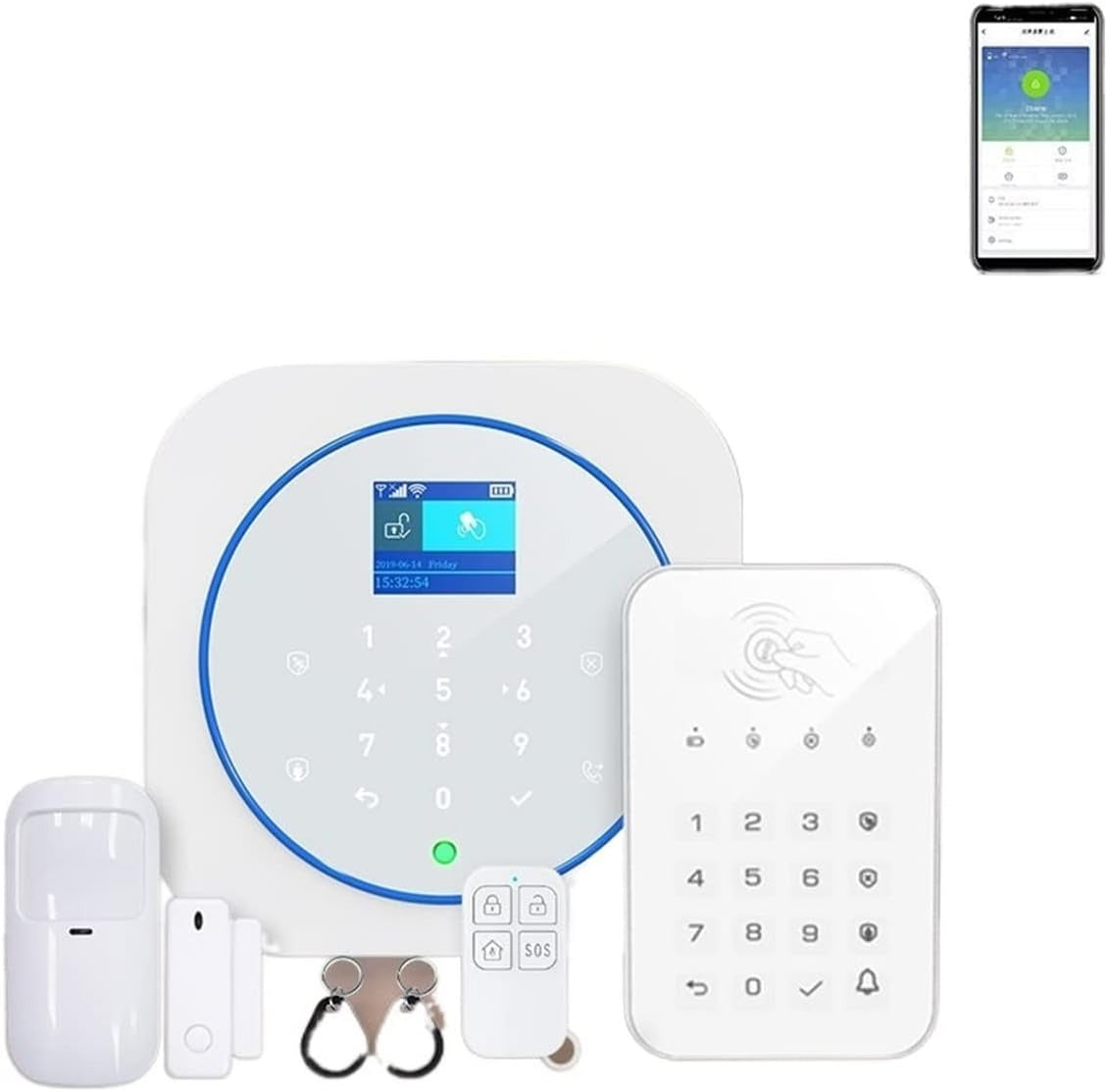 Alarme Domestique Intelligente : WiFi, GSM, RFID, Clavier Tactile - Contrôle Tuya